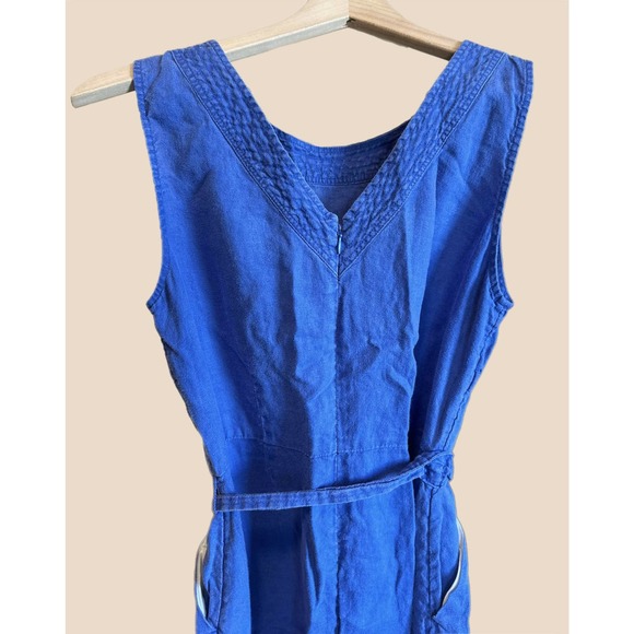 Nicole Miller NY Linen Fit and Flare Midi Dress Blue - Picture 5 of 7